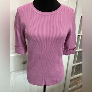 White House Black Market Lavender Ribbed Knit Top